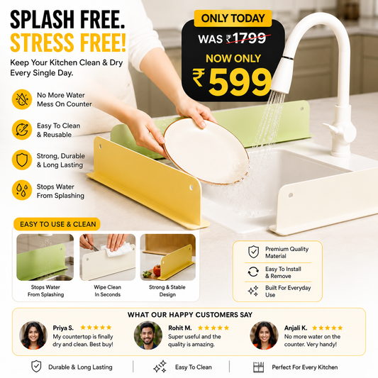 SplashShield Pro™ Premium Kitchen Sink Splash Guard | Buy 1 Get 1 FREE