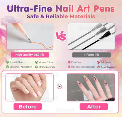 Premium Design Nail Pen Collection ( 12 Color Set )
