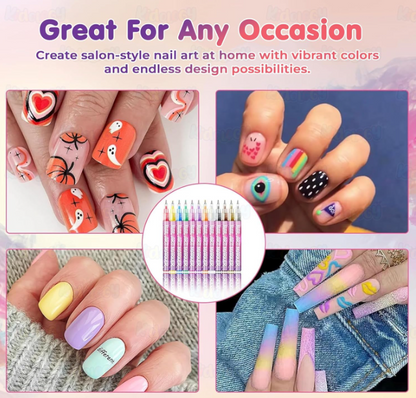 Premium Design Nail Pen Collection ( 12 Color Set )