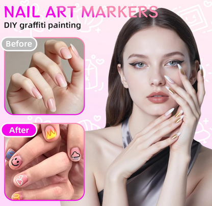 Premium Design Nail Pen Collection ( 12 Color Set )