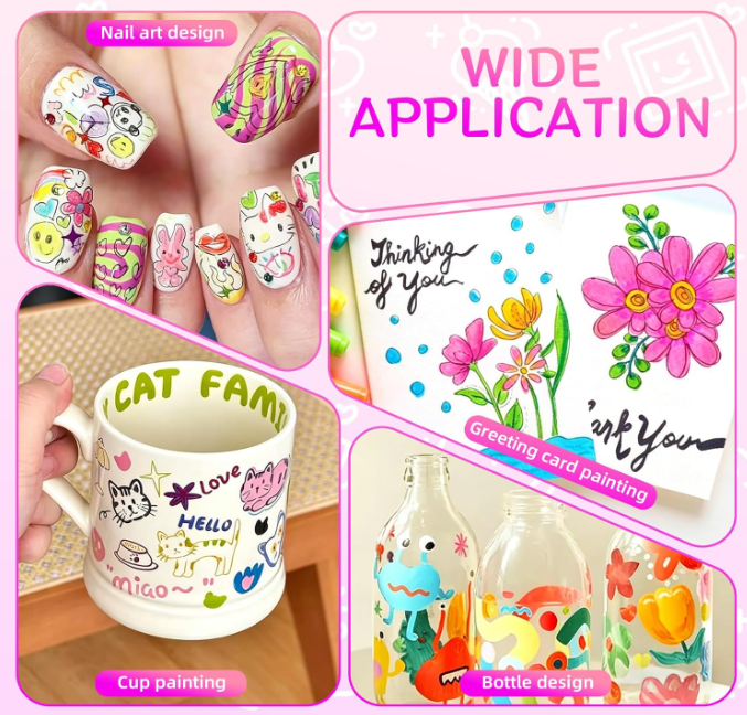 Premium Design Nail Pen Collection ( 12 Color Set )