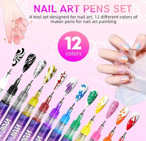 Premium Design Nail Pen Collection ( 12 Color Set )
