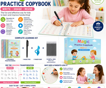 LittleGenius™ Magic Copybook Kit | FREE Pen, Grip & 10 Refills